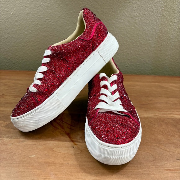Betsey Johnson Shoes - Blue by Betsey Johnson Sidny Red Rhinestone Embellished Platform Sneakers size 7